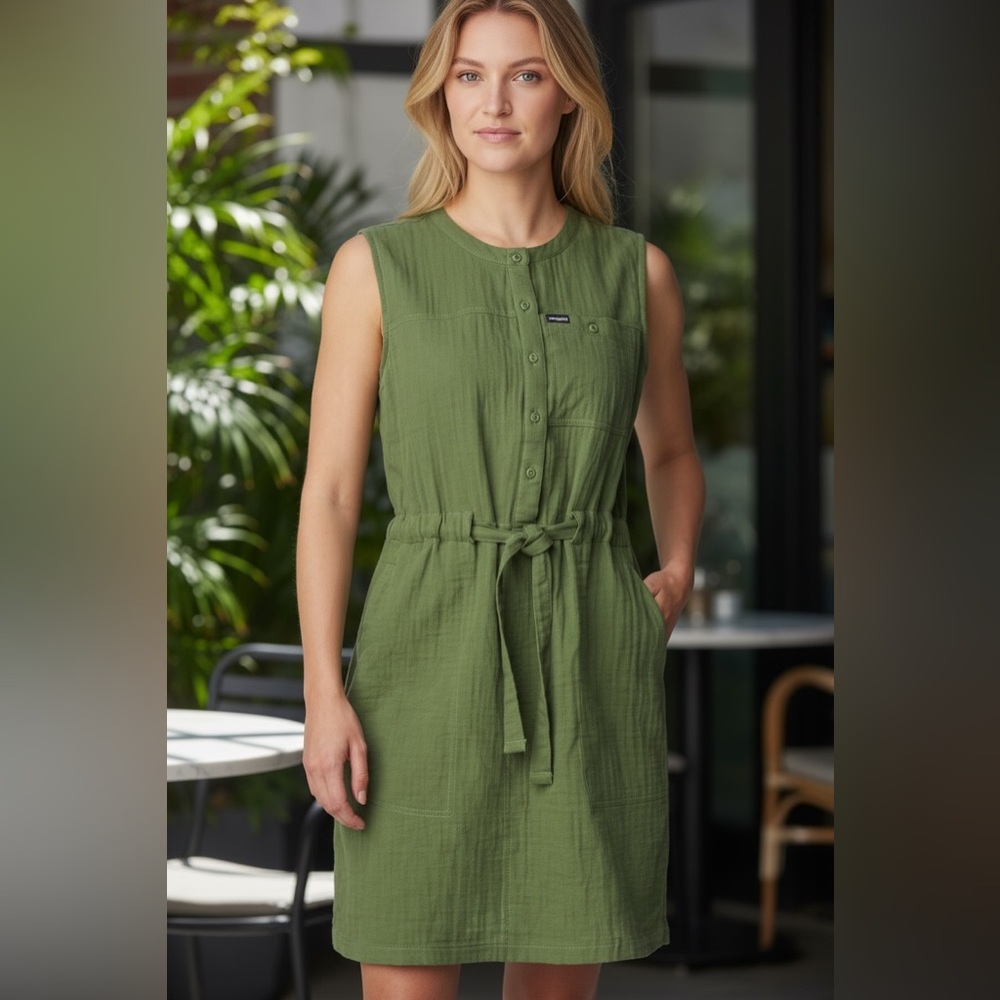NWT Columbia Women's Holly Hideaway Breezy Gauze Cotton Dress Green XL